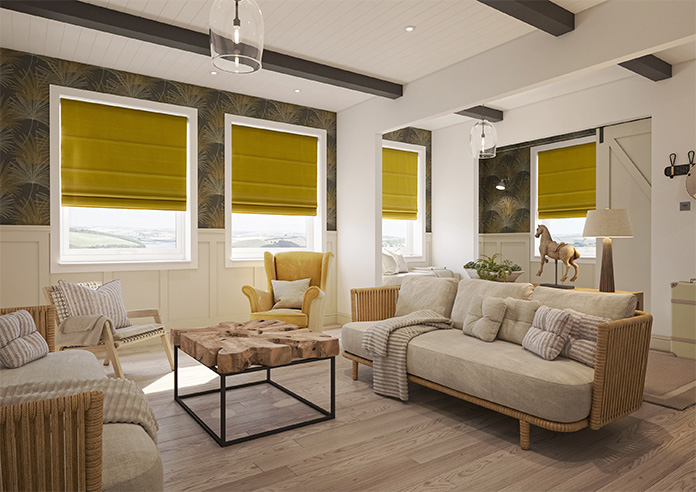 Ultra Luxe Velvet, Old Gold - Motorised Roman Blind - Image 6
